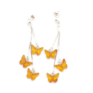 Natural Baltic Amber earrings „Butterflies“ GA3GR8