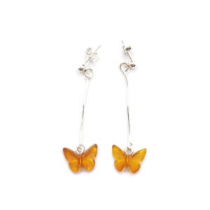Natural Baltic amber earrings „Drugeliai“ GA1GR1