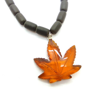 Natural Baltic Amber necklace with Cannabis pendant